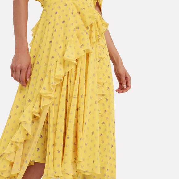 PREEN BY THORNTON BREGAZZI Yellow Floral Asymmetric Cocktail Dress - Picture 6 of 8